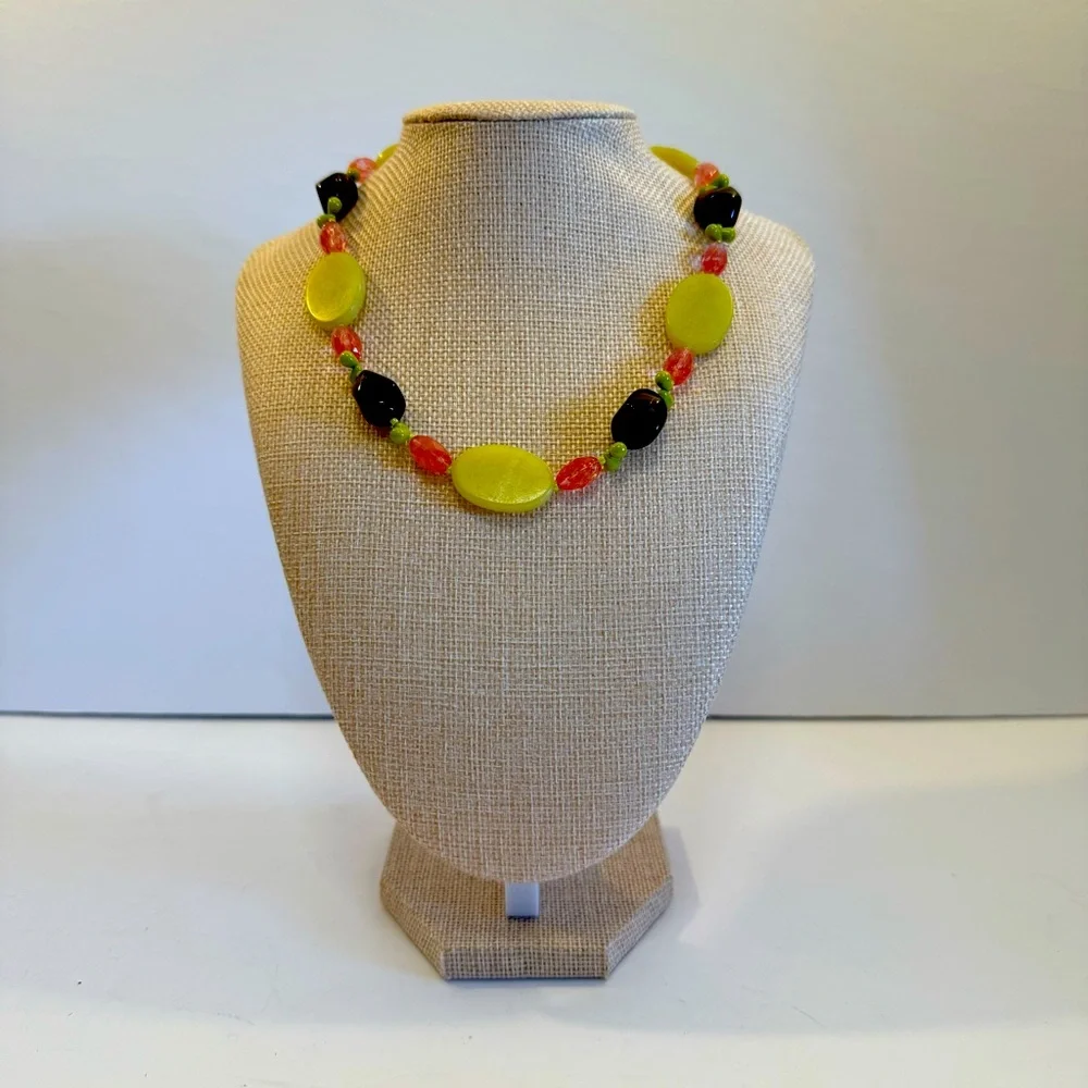 Vintage Palm Beach‎ Chic Green Black Pink Chunky Beaded Necklace